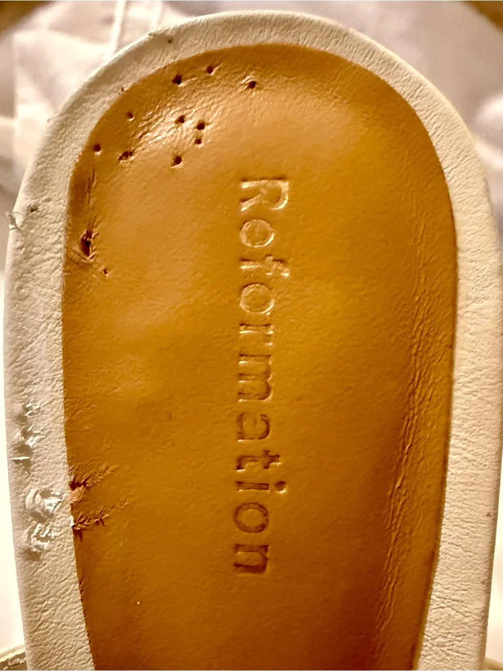Reformation Ivory Strappy Square-Toe Heeled Sandals Size 6 -FLAWED